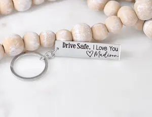 Personalized Drive Safe Keychain - Stainless Steel - Custom Name