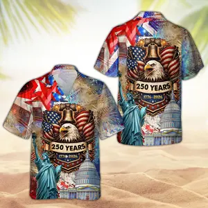 [Made-to-Order] America 250 Hawaiian Shirt 1776-2026, Vintage Patriotic Shirt, 250 Years of America Celebration Button Down, Gift For Him