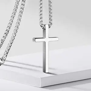Silver cross necklace daily wear gift men's necklace women's necklace