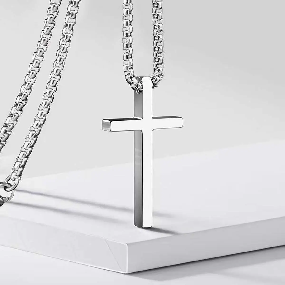 Silver cross necklace daily wear gift men's necklace women's necklace