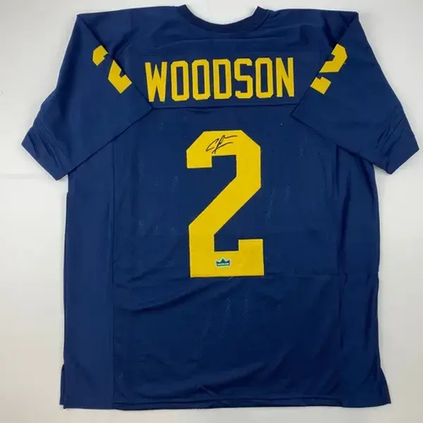 Facsimile Autographed Charles Woodson Michigan Blue Reprint Jersey