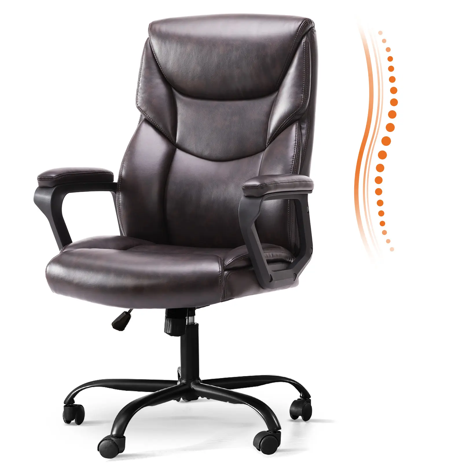 High-Back Fixed Armrest-Brown