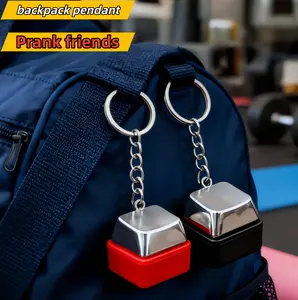 Creative Electric Shock Button Keychain Accessory Set, Safe Low Current Prank Ornament, Funny Household Joke Gadget, Collectible Key Ring Decor