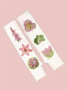 Women's Floral Print Gloves, Flexible Half-Finger Knit Sleeves, Y2K Long Knitting Mitts, Fall & Winter Fashion Accessories