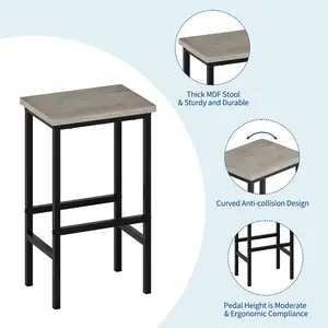 2 Piece Compact Dining Table Set Small Space Kitchen Breakfast Nook Industrial Style Table with 2 Upholstered Chairs for Apartment