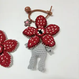 Stranger Things Knitted Plush Ornament Cute Flower Ornament Elegant Gift Item Fan Collection Item Carnivorous Flower Ornament keychain