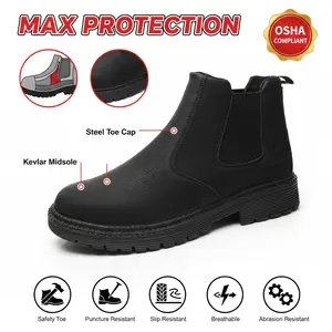Durable Outdoor Comfortable Waterproof Anti-slip Safety Shoes Puncture-proof Splash-proof Smash-proof Breathable Unisex Chef Work Shoe Fashion Safety Sneaker Men