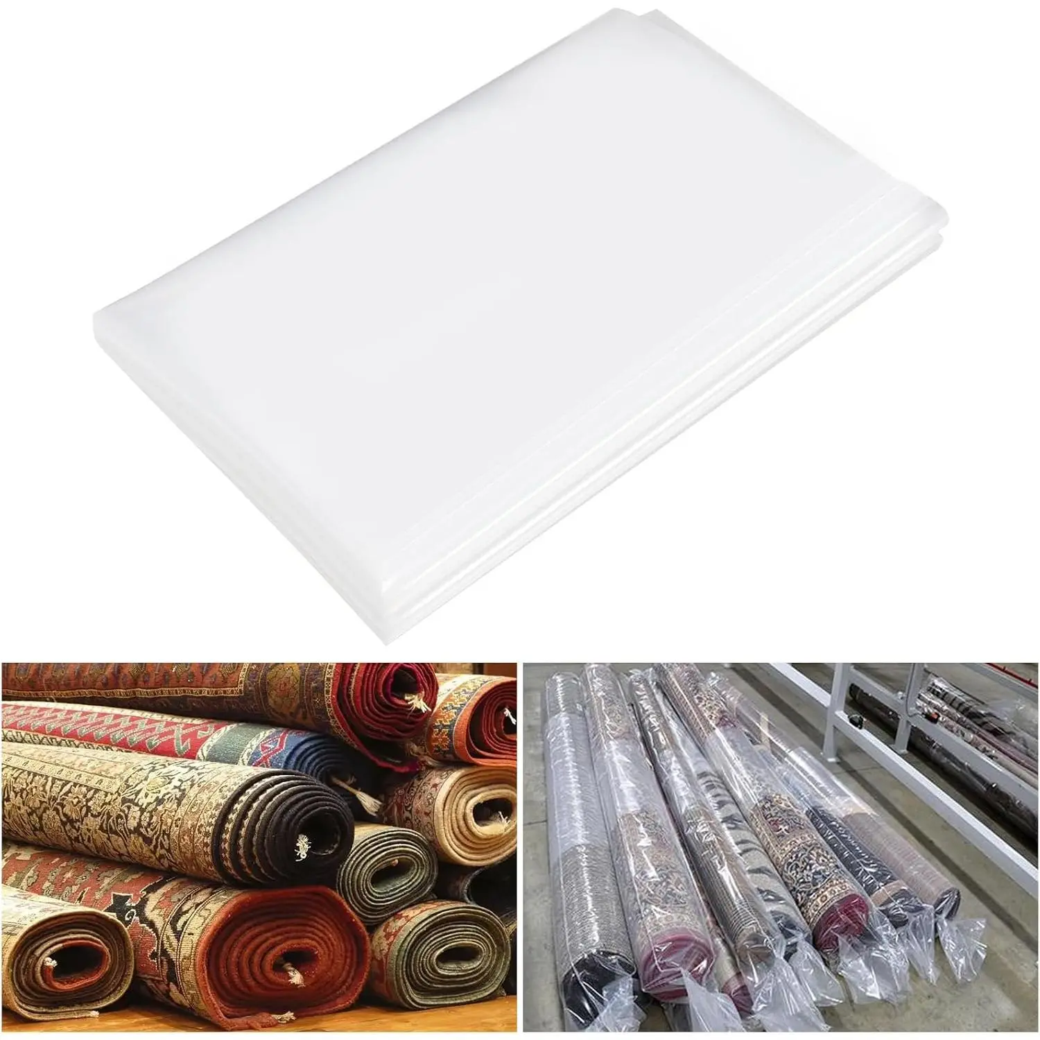 Rug Storage Bag, Fit for Rolled Rug up to 10'x 14', Large Plastic Rug Bag Clear Carpet Runner Bag  for Rug Storage/Moving/Packing/Shipping and Other Foldable Large Objects