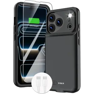 Case for  17 Pro, Charg Case Charger 8500mAh Ultra-Slim Lightweight   Pack 15W  Rechargeable Anti-Fall TPU Juice Box for  17 Pro (6.3") Black