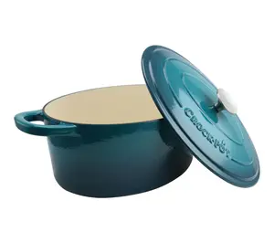 Crock Pot Artisan 7qt Enameled Cast Iron Oval Dutch Oven Teal Crock Pot Artisan 7qt Enameled Cast Iron Oval Dutch Oven Teal