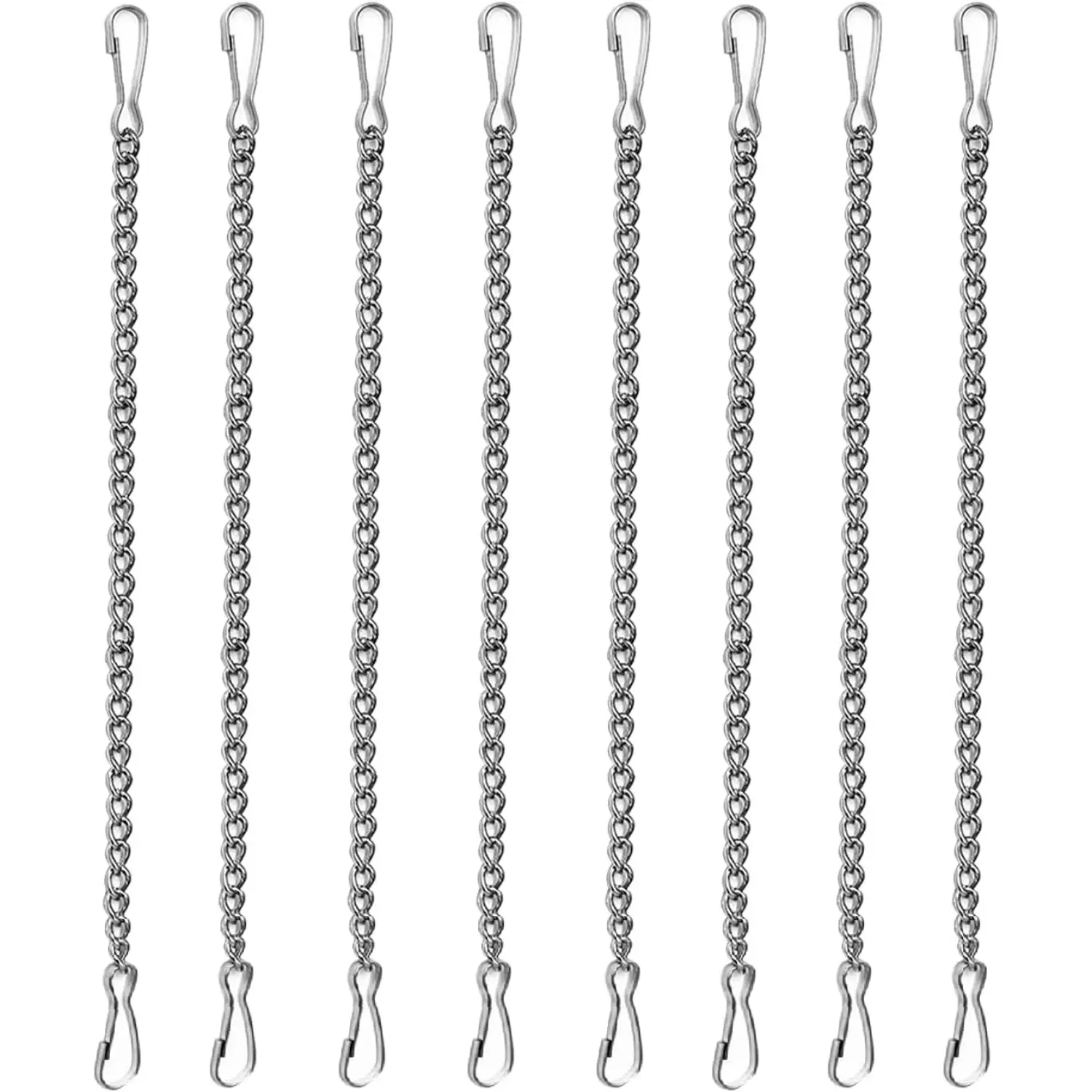 8PCS 20in Minimalist 304 Stainless Steel Solid Link Hangable Decorative Chains Set - Corrosion-Resistant, Discoloration-Proof Silver Chains, Adjustable Height, Outdoor Display Garden Decor for Stained Glass Panels