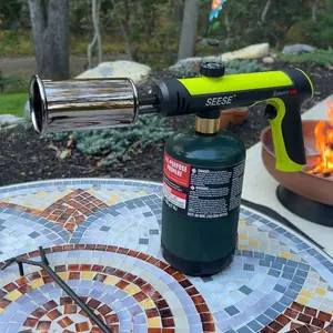 SEESE Powerful Propane Torch(Propane Tank Not Included),With One-Touch Max Fire Button and Safety Lock, Adjustable Blow Torch for Sous Vide Searing Steak, BBQ,Fireplace,Charcoal Wood，Excellent Gift for New Year