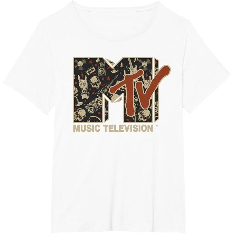 MTV Rock n Roll Music Hard Heavy Metal Skull Guitar Vintage T-Shirt classic cotton tee short sleeve shirt men's graphic tees gifts for him