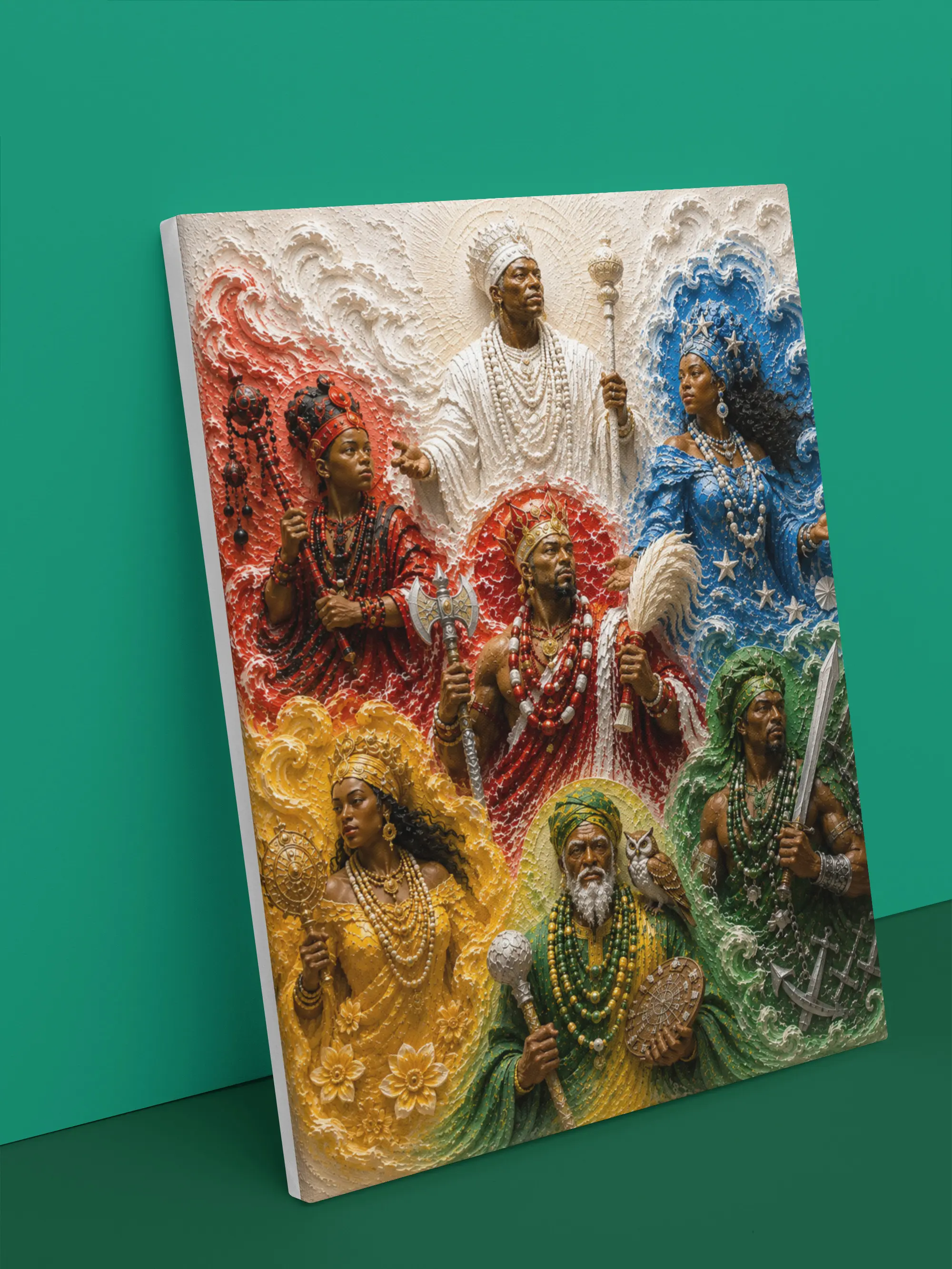 7 POTENCIAS-Yoruba Religious Canvas Print 16x20 in" | Premium HD | Wall Art with Textured Effect