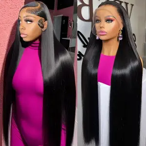 eymn hair 40inch wear and go  gluless wigs bleached knots pre cut  human hair wig straight 300%