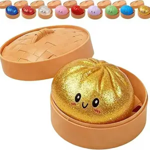 Glitter Dumpling Squishy Toy With Steamer,  AnxietyRelief, Surprise Unboxing, Perfect GiftChoice gift for Mother's Day Mystery Big