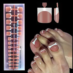 150 Pcs Short Square / Press-On Gel Toe Nails, 15 Sizes, Matte French False Toenail Extension, Ideal for Women and Girls, Fake Toenails