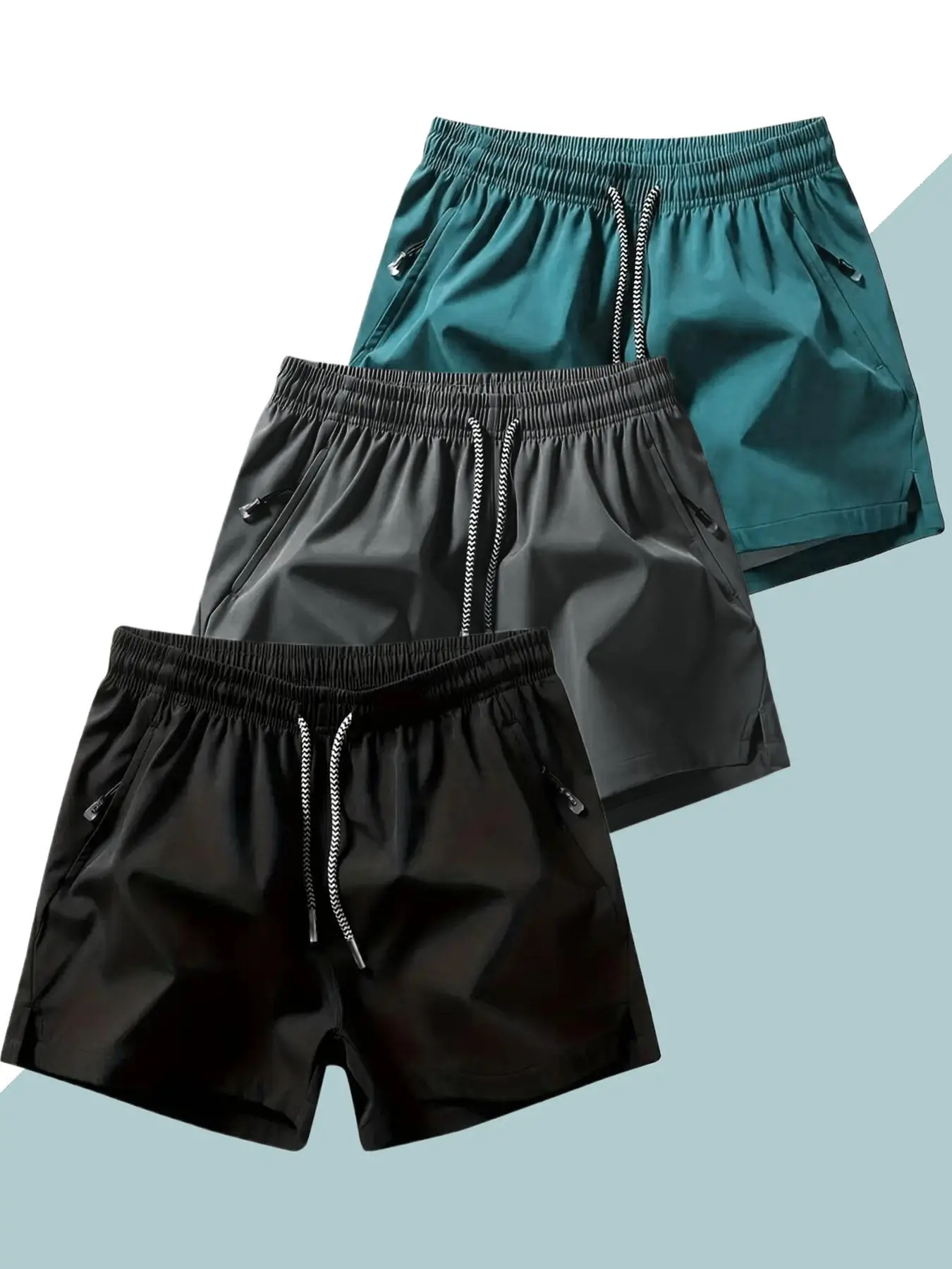 Men's Solid Color Drawstring Pocket Shorts, Summer Outfits 2024, Casual Elastic Waist Shorts for Summer, Breathable Men's Bottoms for Daily Wear