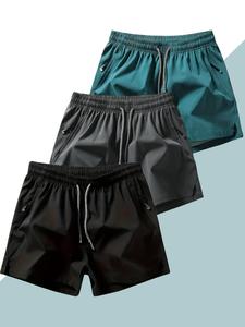 men's plain solid color drawstring pocket shorts, mens clothing, athleisure casual elastic waist pockets shorts for summer, breathable men's athletic bottoms for daily wear, summer shorts,  shorts for men