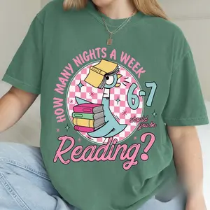 How Many Nights A Week Should You Be Reading 6-7 Comfort Color Shirt, Teacher Six Seven 67 Christmas Tee, Funny School Librarian Xmas Gift