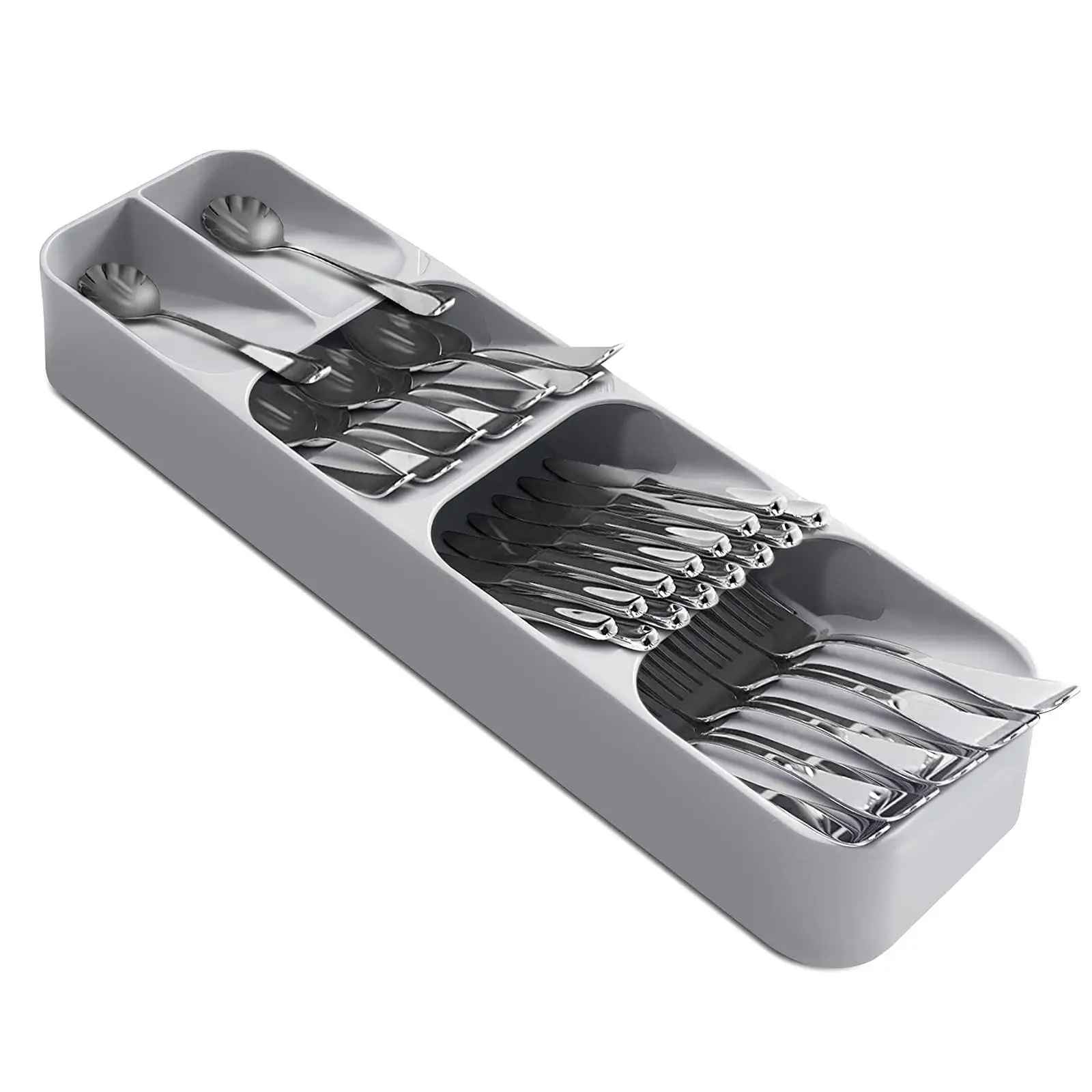 Kitchen Drawer Organizer Tray Box, 5 Grid Divided Cutlery Tray, Kitchen Tableware Storage Supplies for Knife Fork Spoon Chopsticks, Kitchen Organizati