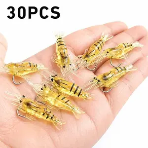 30pcs Realistic Shrimp Soft Lure for Freshwater & Saltwater Fishing 1.5in Soft Bait