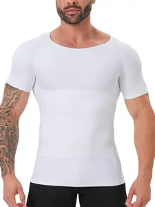 Men's Solid Color Compression Shapewear Tee, Breathable Comfortable High Stretch Shaper T-shirt for Daily Wear, Men's Shapewear Top for All Seasons