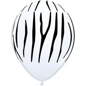 White Zebra Print Latex Balloons (10 Pack)