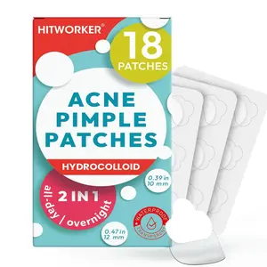 Hitworker 2-In-1 Hydrocolloid Acne Pimple Patches, 18 Count, Waterproof & Transparent, All-Day & Overnight, Absorbs Impurities, Protects Skin