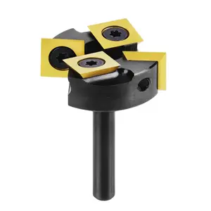 CNC Spoilboard Surfacing Router Bit, 1/4" Shank, 4 Wings, /8"  Diameter, TiN Coated Insert Carbide Slab Flattening Router Bit, Planing Bit  Planer Bit for Woodworking