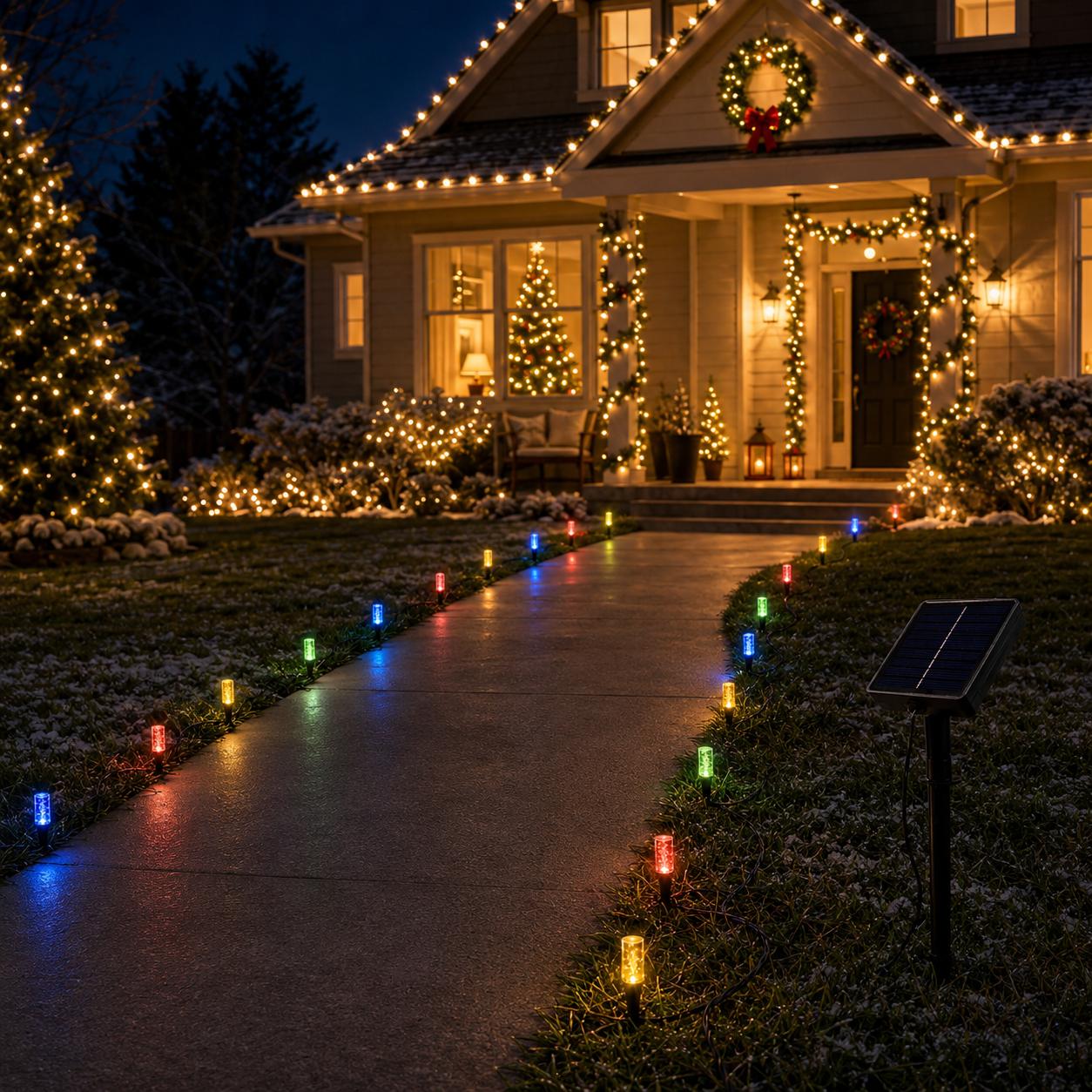 20-Pack LED Solar Pathway Lights, Crystal Ice Pillar Outdoor Garden Accessories with IP54 Waterproof Plastic Body, In-Ground Installation for Small Gardens, Paths