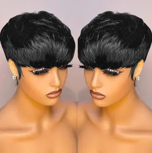 ShowReal Glueless Black Short Pixie Bowl Cut Wig for Women Natural Look Easy Wear Pixie Cut Wig for Beginner Friendly Everyday Use