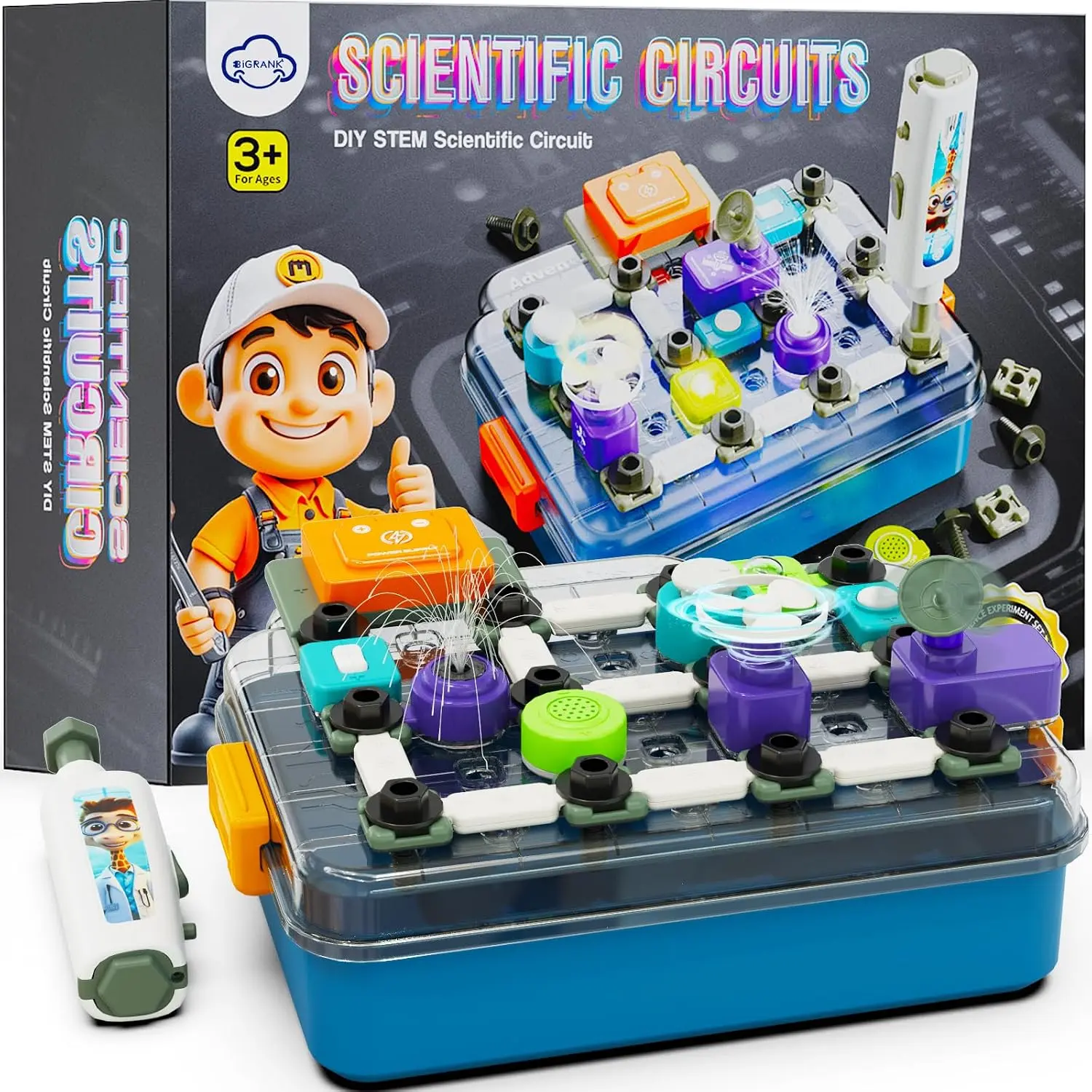 STEM Electric Circuit Building Kit for Kids, DIY Science Experiment Blocks Set with Light, Fan & Music Modules, Educational Physics Engineering Toy Gift for Boys Girls Ages 6+