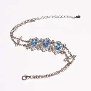 925 Sterling Silver Topaz Bracelet Swiss Blue,natural gemstone,healing chakara,dainty,handmade,gift,for women,valentine's day gift,trendy,elegant,exquisite