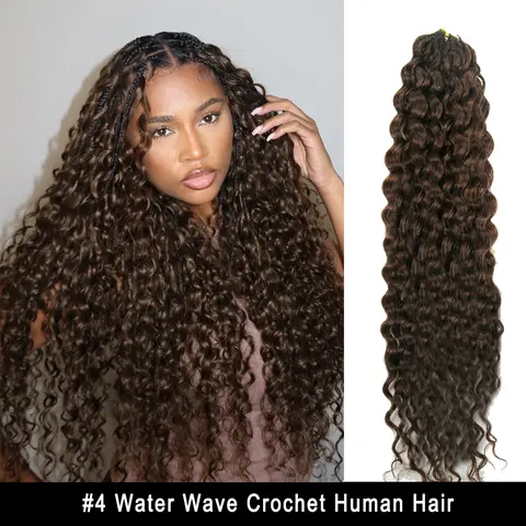 YWIGS Brown Crochet Human Hair for Miracle Knots Braids #4 Human Crochet Hair Pre-Separated Water Wave Crochet Hair 4-5 Bundles Recommended for a Full Head 60 grams/ bundle #TikTokShopFallDealsForYou