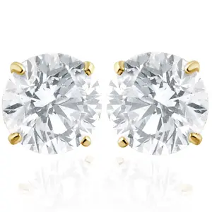 2 Carat Lab Grown Diamond Studs 14K Yellow Gold With Screw Backs