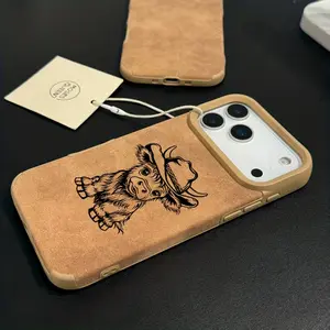Cute Western Highland Cow Phone Case for iPhone 17/16/15 Pro Max/14 Plus/13/12/11 Pro/Air| TPU + Faux Suede, Anti-Fingerprint Drop Protection Soft Case
