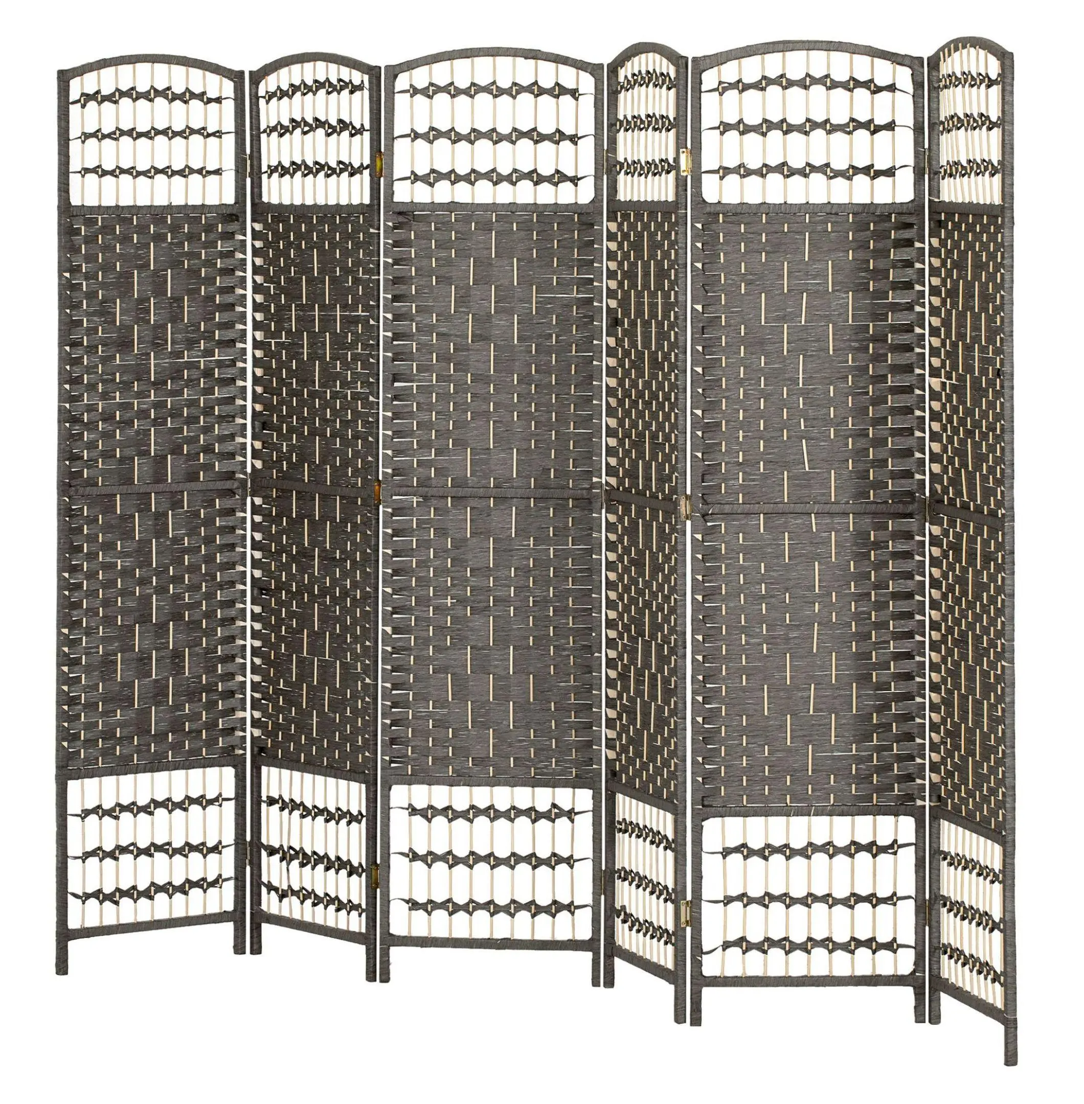 Folding Room Divider 6 Panel, Portable Privacy Screen Fiber Partition for Home Office - Dark Gray Default Title
