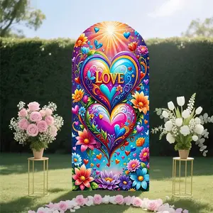 [Arch Backdrop Cover] Two heart-shaped themed arch backdrop covers (arch frame not included), suitable for birthday party decorations, weddings, photo backdrops, and various party decoration sizes.