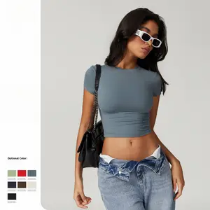 Women Short Sleeve Sports T-Shirt, Casual Versatile Tight Fit Quick Dry Fitness Top, Yoga Running Pilates Active Wear