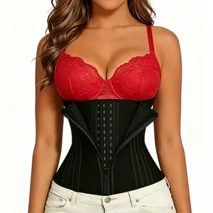 Waist Trainer Women's Overbust Faja Body Shaper, Smooth Seamless Mid Waist Belly Binder, Solid Zipper-Front Waist Trainer Tummy Control Corset for Postpartum Recovery, Basic Compression Short Fabric Shapewear summervibes Outfits Womenswear