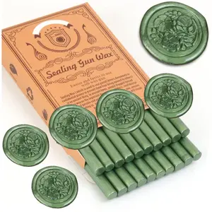 Pine Green Wax Seal Sticks,  20 count Glue  Wax Sealing Sticks Beads Only Suit for 0.28'' Glue ,  for Waxseal , Wedding Invitations, Letter Envelopes (Pine Green)