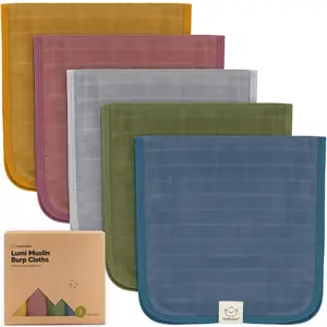KeaBabies Cotton Muslin Burp Cloths Baby Boy, Girl - 5-Pack Soft & Absorbent Burping Cloth for Babies, Large Baby Towels & Washcloths for Newborn, Spit Up Rags, No Shrink, 20x10"