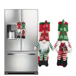 Christmas Refrigerator Handle Covers Set of Two, Festive Kitchen Appliance Decorations, Microwave Door Handles Protection Accessories