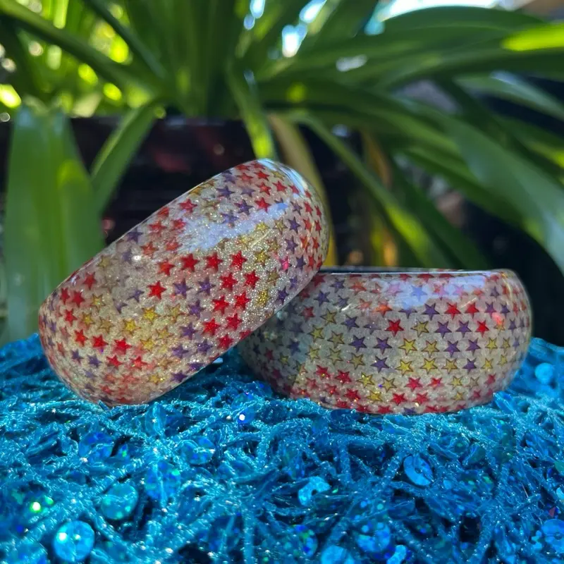 Y2K Glitter Star Bangle Bracelet | Emo Scene | 1970s | Vintage Accessories | READ DESCRIPTION | Kid Core Weird Core Fairy Core punk youth jewelry