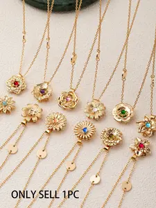 Dainty Birth Flower Necklace With Birthstone, High End Necklace, Fashion Jewelry, Birthday Gift, Fidget Spinner Birthflowers, Christmas Gift For Her