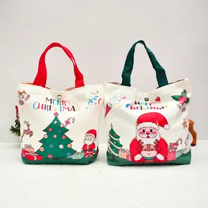 RIVERICH 2PCS Festive Christmas Print Canvas Tote Bag, Holiday Reusable Grocery Bag with Gift & Snowflake Patterns, Shopping Tote features merry seasonal designs perfect for gift wrapping, holiday market trips, or as a festive reusable bag