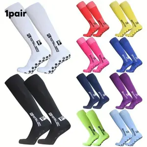 1 pair of new anti slip silicone football socks for competition and training, basketball socks with long tubes, men's and women's outdoor sports, breathable long football socks