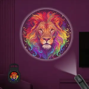 2D Flat, 1 pc, Rainbow Mandala Lion Pattern, Portable LED Pattern Projector Light, USB Interface, 360° Rotation, Suitable for Art Events & Boho Decor, Ideal for Living Room & Art Studio, A Perfect Gift for Art Lovers & Animal Enthusiasts