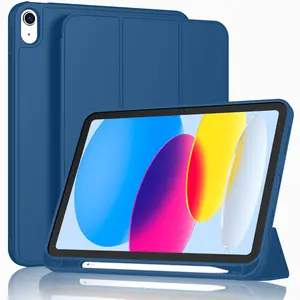 Case for iPad (A16) 11 Inch 2025/iPad 10th Generation 10.9 Inch 2022 Slim Trifold Stand Protective Cover with Pencil Holder Soft TPU Back Auto Sleep/Wake Navy Blue Durable Magnetic